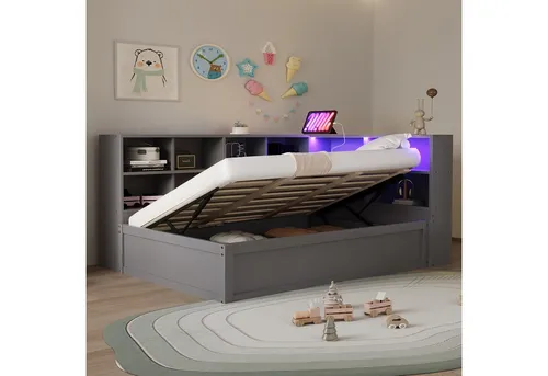 Merax Daybett mit LED und USB-Steckdose – Multifunktionales Schlafsofa aus Massivholz - Das Merax Daybett vereint stilvolles Design und praktische Funktionen. Mit integriertem Stauraum und USB-Steckdose ist es die ideale Lösung für moderne Räume, die Platz sparen wollen.