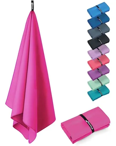 Fit-Flip Microfaser Handtücher - kompakt und leicht - Mikrofaser Handtuch schnelltrocknend - als Reisehandtuch, Sporthandtuch, Strandtuch - Badetuch groß (1x 50x30cm, Deep Pink)
