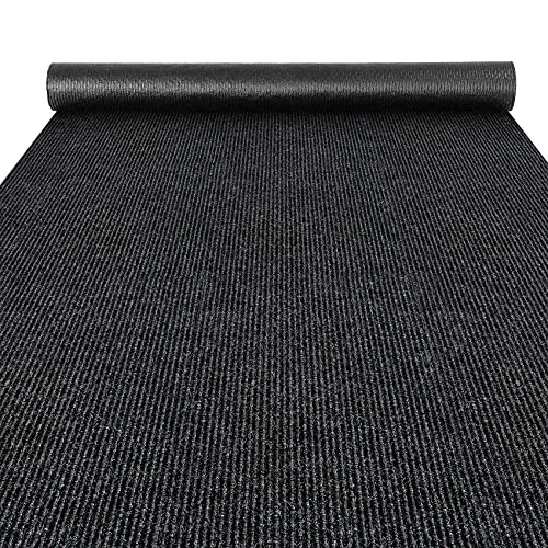 ANRO Flurläufer Schmutzfangmatte Sauberlaufmatte Teppich Läufer Schmutzfangläufer Metwerware gerippt Schwarz 100x140cm