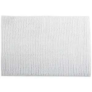 MSV Badematte Badteppich Chenille, 60 x 90 cm, weiß, aus 100 % Polyester, rutschfest