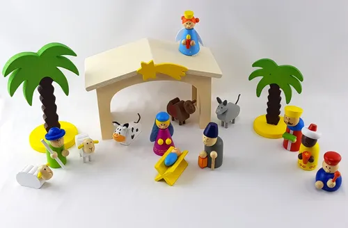Produktbild Weihnachtskrippe für Kinder INWARE 16 Teile aus Holz