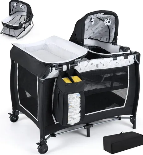 5-in-1 tragbares Babybett mit Wickeltisch und Spielzeug