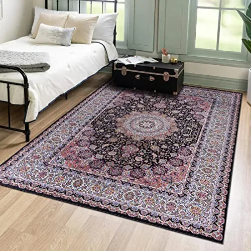 Mazovia Orientalischer Vintage Teppich - Waschbar und Weich für Wohnzimmer, Schlafzimmer, Esszimmer - 120 x 170 cm - Dieser stilvolle Teppich vereint klassisches orientalisches Design mit praktischen Vorteilen: maschinenwaschbar, rutschfeste Unterseite und pflegeleicht aus robustem Polyester. Ideal für jeden Raum!