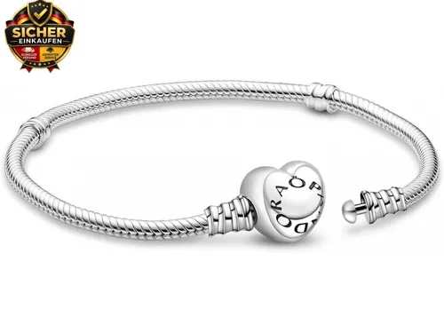 Sterling Silber Charms Armband Mit Logogravur, Armbänder Moments Serie, 