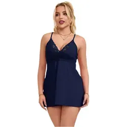 Lau-Fashion Babydoll Nachthemd mit Spitze in blau von Lau-Fashion