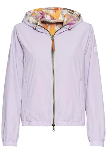 camel active Damen Wendejacke Lila - 2 Designs in einem - Funktionsjacke mit Allover-Print und unifarbener Seite, wasserabweisend und winddicht, ideal für wechselhaftes Wetter.