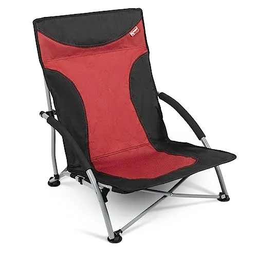 Kampa Strandstuhl Sandy FT0048 – Leichter Campingstuhl in Rot-Schwarz - Strandstühle – Faltbarer und leichter Campingstuhl mit Tragetasche, perfekt für Outdoor-Abenteuer und bietet Komfort mit einer Tragfähigkeit von 120 kg.