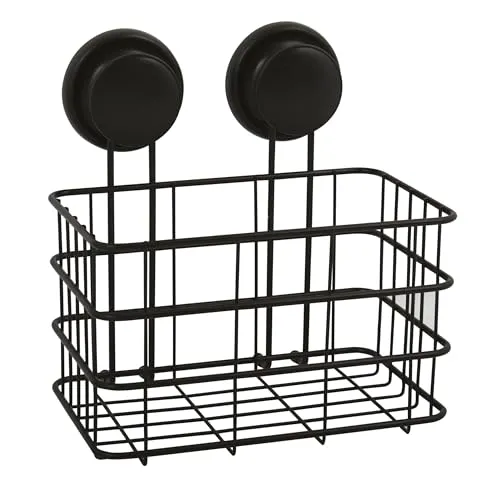 MSV Duschregal Duschkorb Badezimmer ohne Bohren mit Saugnäpfen Stahl Verchromt 20x16x22cm