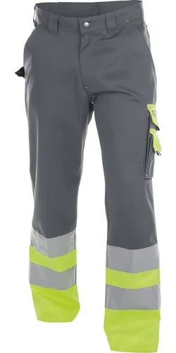 Omaha Warnschutzhose, zementgrau/neongelb, Größe 58 - Arbeits- & Schutzkleidung mit 70 mm-Reflexstreifen für optimale Sichtbarkeit, ideal für sicheres Arbeiten bei schlechten Lichtverhältnissen.