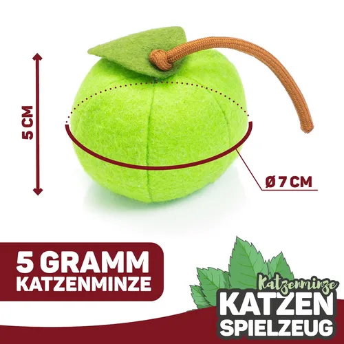 CanadianCat Company | Katzenspielzeug mit Katzenminze | Grüner Apfel mit Catnip