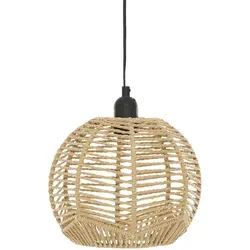 Hängelampe CAREN mit geflochtenem Lampenschirm, Ø 24 cm - Stilvolle Hängelampe in Beige mit geflochtenem Lampenschirm, ideal für gemütliche Wohnräume und ein warmes Ambiente.