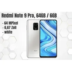 Redmi Note 9 Pro, 64GB / 6GB, white - Weiß