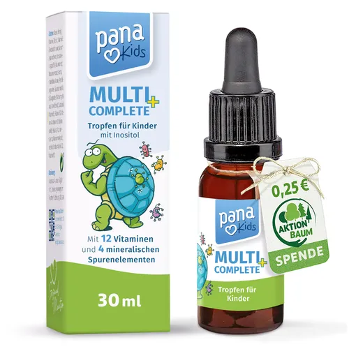 PanaKids MultiComplete+ KIDS (30 ml) – 12 Vitamine & 4 essentielle Mineralstoffe + Inositol – ab 4 Jahren Honig & Fruchtgeschmack – 100% vegetarisch