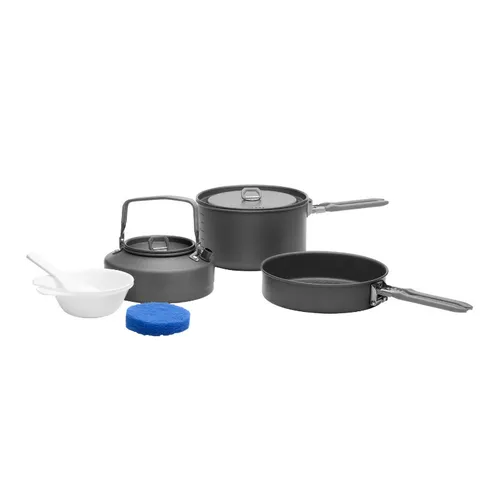 Fire Maple Kochset Topf, Pfanne, Wasserkessel, 2 x Schüssel und Schwamm