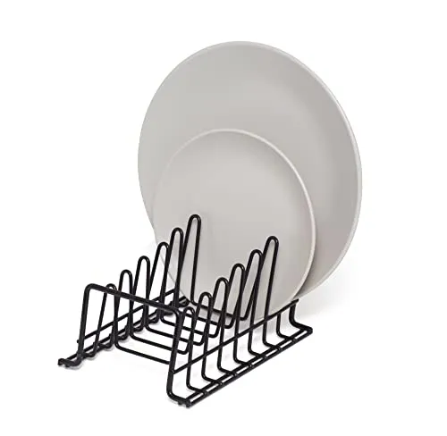 simplywire – Tellerregal/Abtropfkorb – Küchenschrank-Organizer - Klein - Schwarzer kunststoffbeschichteter Stahl