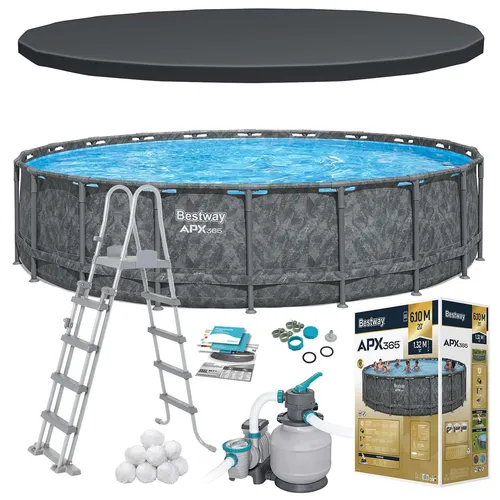 Bestway Rahmen-Gartenpool 610 x 132 cm in grau von Bestway