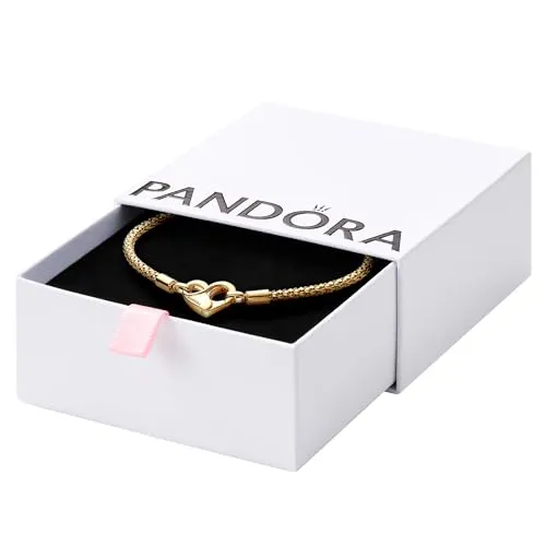 PANDORA Moments Studded Chain Armband - Elegantes Damenarmband aus Sterling Silber mit 14 Karat vergoldeter Metalllegierung, flexible Kette und Herzverschluss für bis zu 18 Charms, perfekt für individuelle Styles.