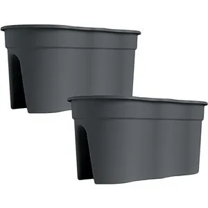 KHW Balkonkasten Flowerclip XXL Set (2 St) - Garten-Zubehör mit UV- und frostbeständigen Eigenschaften, ideal für Balkon und Terrasse. Jedes Set enthält zwei Pflanztöpfe mit Befestigungsbändern für eine einfache Montage.