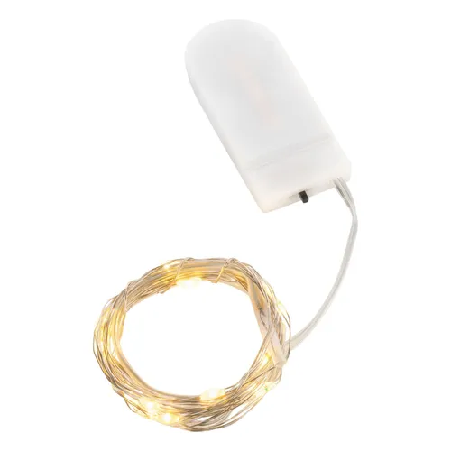 Cepewa LED Lichterkette Batterie Draht silber 1,9m 20 Micro LEDs warmweiß Innen