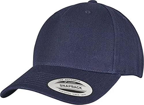 Flexfit Unisex Kappe 5-Panel Premium Curved Visor Snapback Cap Baseballkappe, Navy, one Size