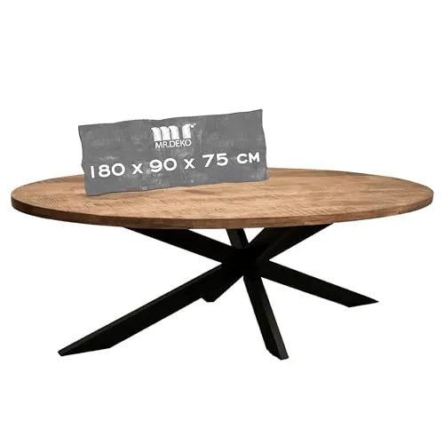 MR.DEKO Esstisch Avola oval 180x90 cm aus Mangoholz von MR. DEKO