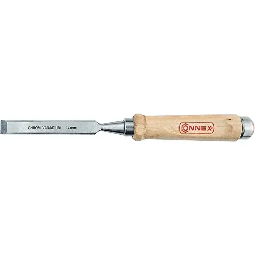 Connex COX861014 Stechbeitel mit Ulmer Heft aus Weißbuche und Chrom-Vanadium-Klinge mit Seitenfase, Breite 14 mm
