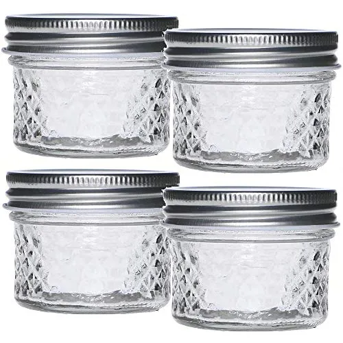 TAMUME Klarglasglas Set mit luftdichtem Schraubdeckel, Weithals-Einmachglas, Sauce und Marmeladenglas 4er-Set