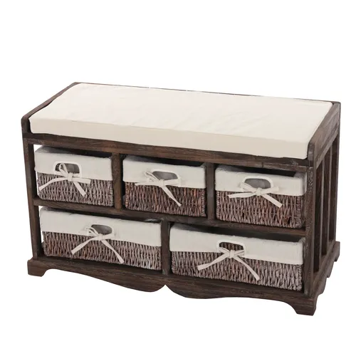 Mendler Kommode und Sitzbank mit 5 Schubladen in braun von Mendler