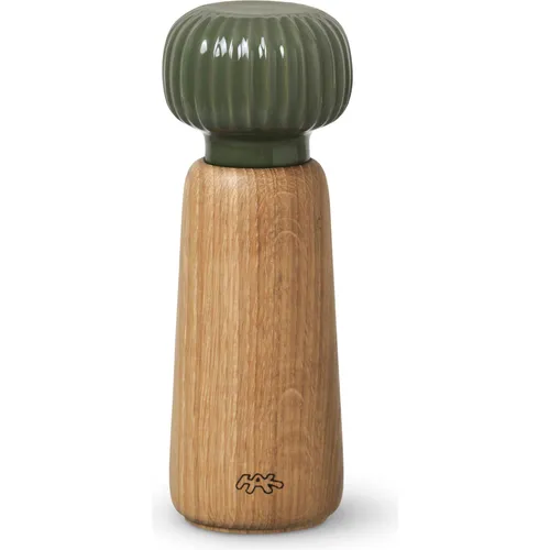 Kähler Design Hammershøi Salz- und Pfeffermühle groß dunkelgrün - Küchenhelfer: Stilvolle Salz- und Pfeffermühle aus Keramik und Holz mit eleganten Rillen für einfaches Mahlen und ansprechendes Design.