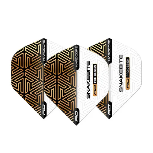 Red Dragon Darts Flight Hardcore Peter Wright White & Bronze Snake Standard NEU