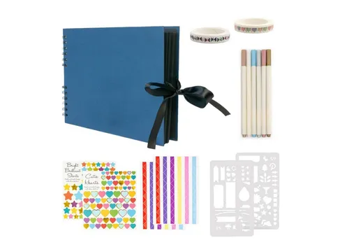 Fotoalbum Fotobuch mit Spiralbindung und Zubehör - 6-teiliges Set mit Stiften, Stickern und Schablonen, ideal für kreative Hochzeitsgeschenke und Erinnerungen.