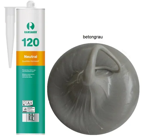 Ramsauer Dichtstoff Ramsauer 120 Neutral Silikon Dichtstoff 310ml Kartusche, gebrauchsfertig, UV- und witterungsbeständig, anstrichverträglich