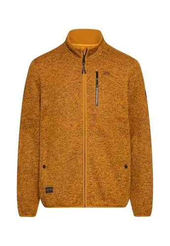 camel active Herren Strickjacke mit Stehkragen Gelb - Herrenbekleidung mit Brusttasche und reflektierenden Details, ideal für aktive Männer, die Komfort und Stil schätzen.