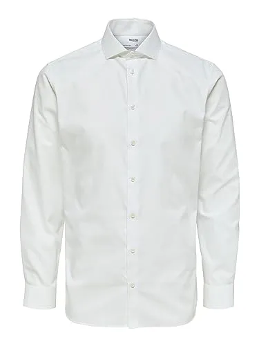 SELECTED HOMME BLACK SLHSLIMETHAN Herren Hemd, Bright White, S - Herrenhemden mit Cut Away Kragen, aus hochwertiger Baumwolle für einen eleganten Look und hohen Tragekomfort.
