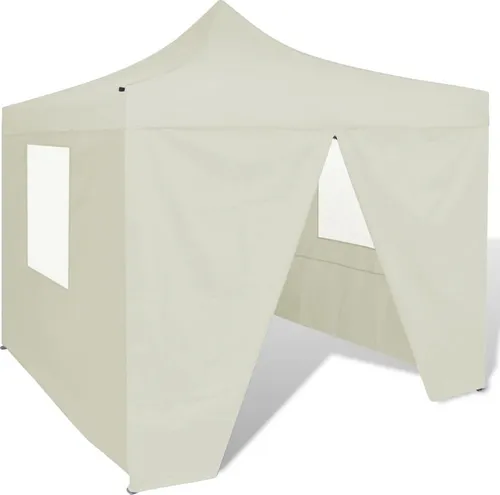 The Living Store Faltzelt mit 4 Wänden 3 x 3 m Cremeweiß