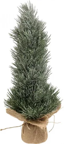 Mini Weihnachtsbaum künstlich, beschneit im Jutesack – Winter-Deko H41cm - Verleihen Sie Ihrem Zuhause winterlichen Charme mit unserem Mini Weihnachtsbaum! Diese Tischdeko in beschneiter Optik bringt festliche Stimmung und ist individuell gestaltbar. Ideal für Fensterbank oder als Tischschmuck.
