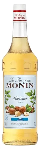 MONIN Haselnuss Sirup Zuckerfrei (1 x 1,0l) Zero Zucker - Kalorienarmer Haselnuss-Kaffee-Sirup für Latte, Cocktails & Desserts - Light, mit natürlichen Aromen