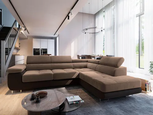 Ecksofa SELVA R-S mit Schlaffunktion und Bettkasten - Ecksofa in L-Form mit eleganter Verarbeitung, Schlaffunktion und praktischem Stauraum für Bettzeug - ideal für stilvolle Wohnzimmer und unvergessliche Entspannung.