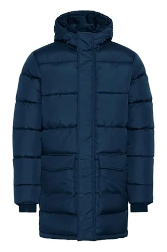 Blend BHMzatimi Herren Winterjacke Steppmantel Jacke mit Kapuze Eingrifftaschen Reißverschluss Drückknöpfen Regular fit, Größe:XL, Farbe:Dress Blues (194024)