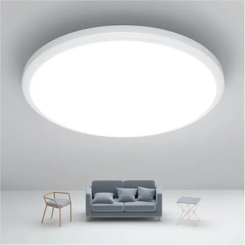JONMONSM Led Deckenleuchte Flach 25W, IP54 Wasserfest, Ø30cm 2000LM 6500k, Rund Lamp Deckenlampen für Badezimmer, Schlafzimmer, Küche, Flur, Weiß