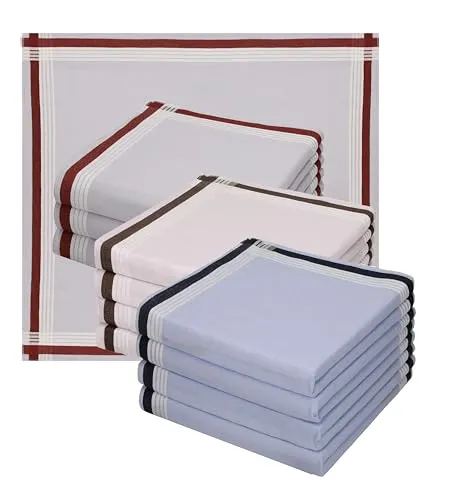 Betz 12 Stück Herren-Stofftaschentücher aus 100% Baumwolle - Leo 1 Design - Hochwertige Herren-Stofftaschentücher aus 100% Baumwolle. Atmungsaktiv, weich und langlebig – ideal für den täglichen Gebrauch. Waschbar bei 60°C und trocknergeeignet. Ein stilvolles Geschenk für jeden Anlass!