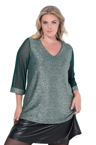 MIAMODA Damen große Größen Übergrößen Plus Size T-Shirt, A-Linie dunkelgrün 52 845988758-52
