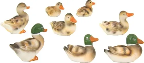 FADEDA 8X Entenset/Höhe:3 cm/handbemalt/detailgetreue Krippen Figuren - Weihnachten Tisch Dekoration Krippe Zubehör