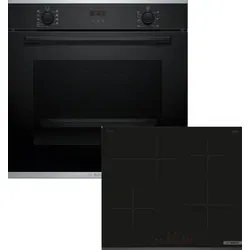 Bosch Einbau-Backofen-Set HBA234BB3 mit Induktionskochfeld PIF63KHC1E - Vielseitiges Einbau-Backofen-Set von Bosch mit 7 Beheizungsarten und Induktionskochfeld. Eco Clean Direct Reinigung für mühelose Pflege und effizientes Kochen.
