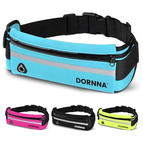 DORNNA® Laufgürtel für Handy – Lauftasche für Herren und Frauen, Hüfttasche, Sportgürtel, Running Belt zum Joggen, Laufen, Sport, Fitness. (Blau)