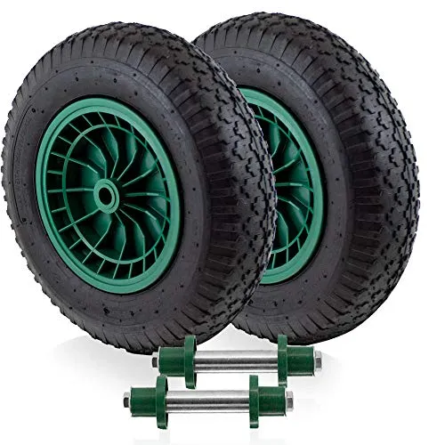BITUXX Schubkarrenrad Ersatzreifen Luftrad mit Achse - Luftreifen für Schubkarren, max. Tragfähigkeit 250 kg, ideal für schwere Lasten und robustes Arbeiten im Garten oder Bau.