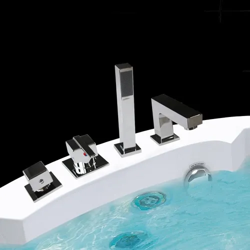 Loch Handbrause Badewannen Armatur Set - Moderne 4-Loch-Armatur für Badewannen mit Handbrause, Auslauf und Mischer. Hochwertige Chrom-Oberfläche bietet optimalen Korrosionsschutz und sorgt für zeitlose Eleganz in Ihrem Badezimmer.