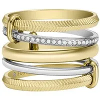 Fossil Fingerring JEWELRY ALL STACKED UP TWO-TONE PRESTACK RING, JF04592998 - Eleganter Edelstahlring in edelstahlfarben-gelbgoldfarben, perfekt für jeden Anlass – ob Büro oder Party. Inklusive Etui, ideal als Geschenk!