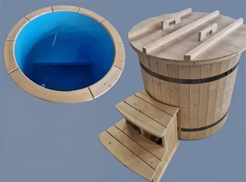 Whirlpool Outdoor-Spa Kaltwasserfass Holz - Kompaktes Kaltwasserfass mit Platz für 1 Person. Hergestellt aus hochwertigem Holz, ideal für entspannende Momente im Freien. Maße: Ø 1,16 m, Höhe: 1,005 m.