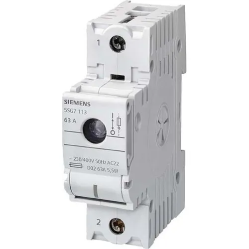 Siemens 5SG7113 MINIZED Lasttrennschalter mit Sicherung - Sonstige Elektroinstallationsartikel, 1-polig mit 63 A und 230 V für zuverlässigen Schutz und einfache Installation.